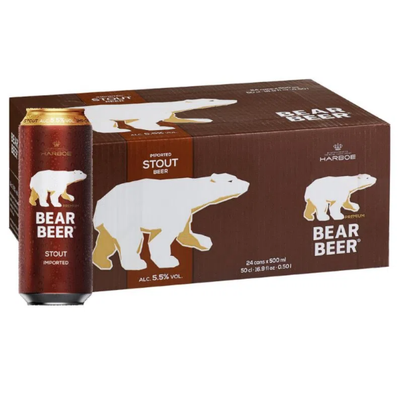 Cerveza Bear Beer  Stout. Pack de 24 latas de 500 ml.
