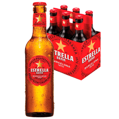 Cerveza Estrella Damm. Pack de 24 botellas de 330 ml.