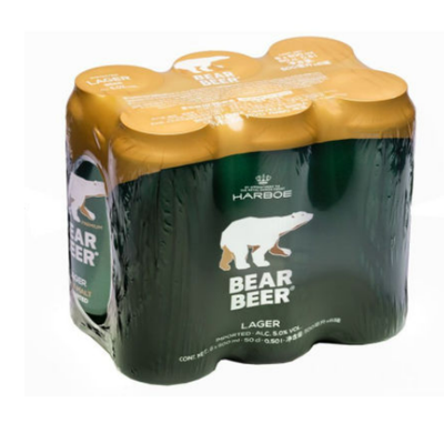 Cerveza Bear Beer  Lager. Pack de 6  latas de 500 ml.